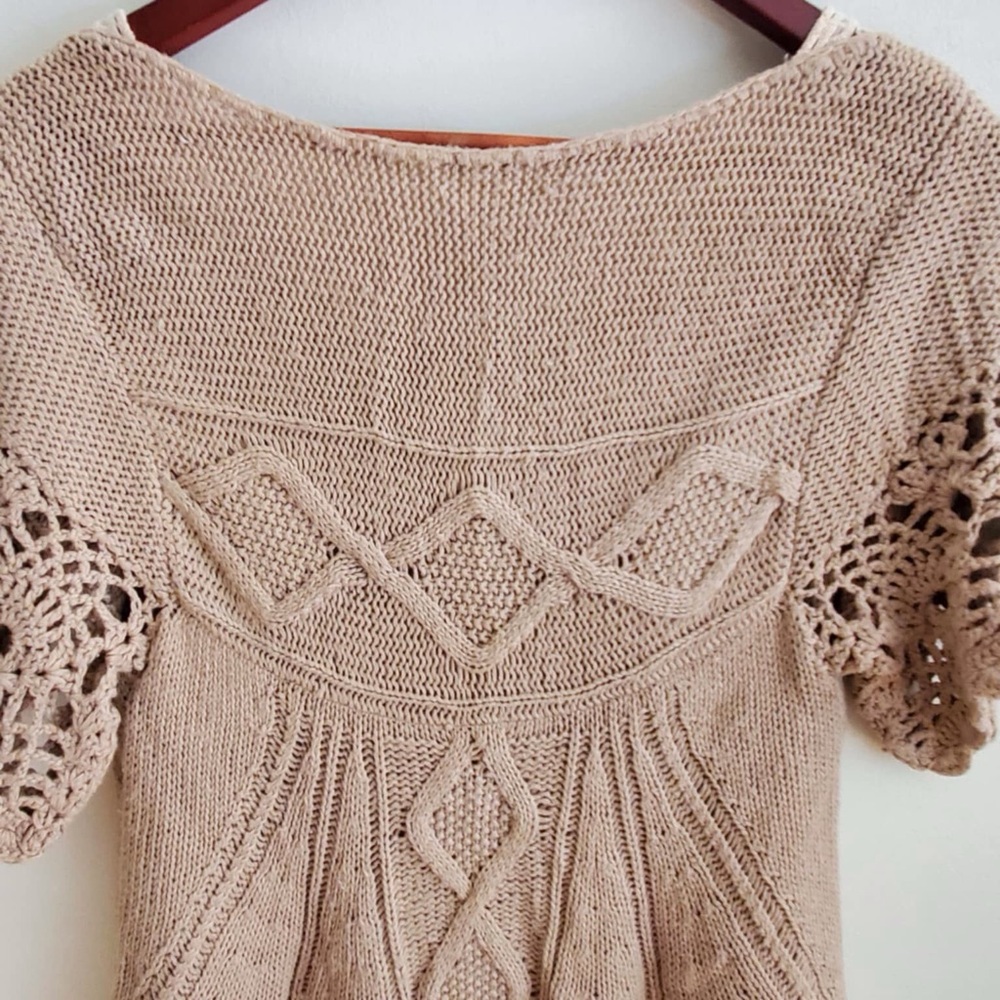 Free People Lace Crochet Short Sleeve Sweater - Picture 6 of 8